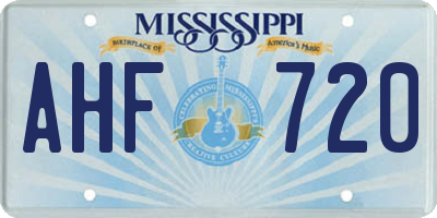 MS license plate AHF720