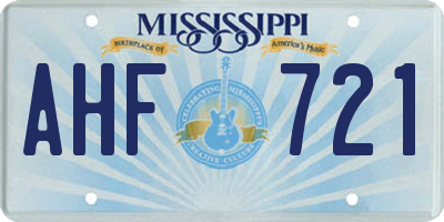 MS license plate AHF721