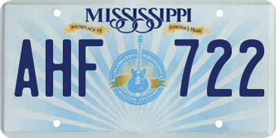 MS license plate AHF722