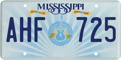 MS license plate AHF725