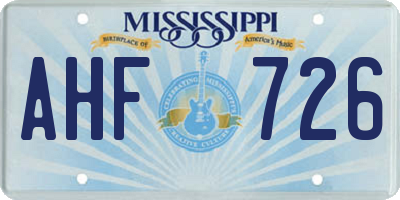 MS license plate AHF726