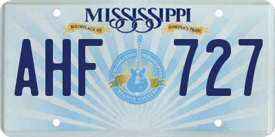 MS license plate AHF727