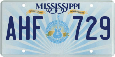 MS license plate AHF729
