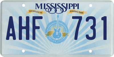 MS license plate AHF731