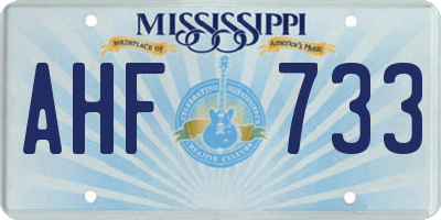 MS license plate AHF733