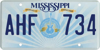 MS license plate AHF734