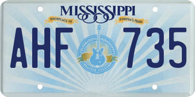 MS license plate AHF735
