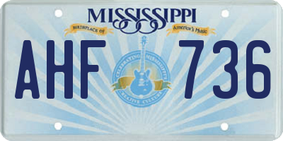 MS license plate AHF736