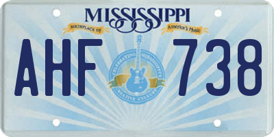 MS license plate AHF738