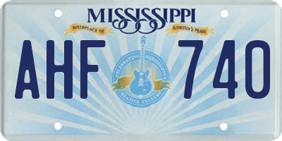 MS license plate AHF740