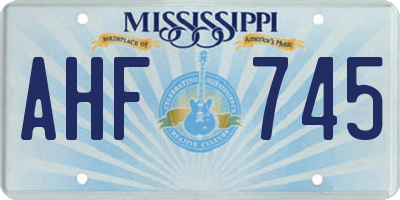 MS license plate AHF745