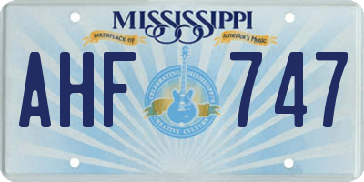 MS license plate AHF747