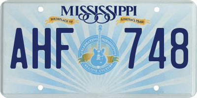 MS license plate AHF748