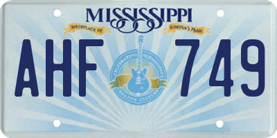 MS license plate AHF749