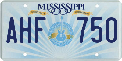 MS license plate AHF750
