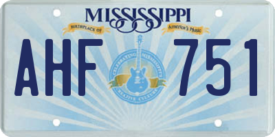 MS license plate AHF751