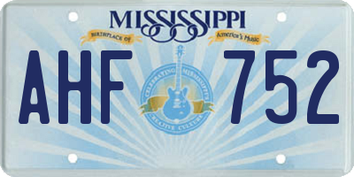 MS license plate AHF752
