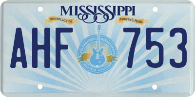 MS license plate AHF753