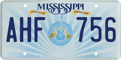MS license plate AHF756