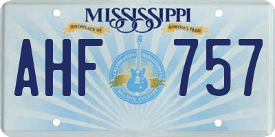 MS license plate AHF757