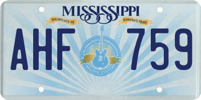 MS license plate AHF759