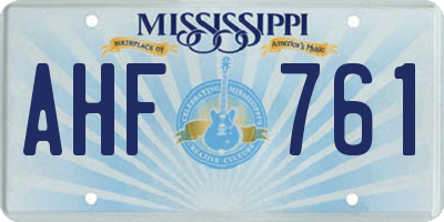 MS license plate AHF761