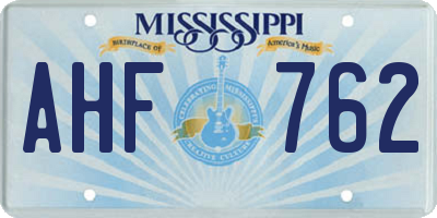 MS license plate AHF762