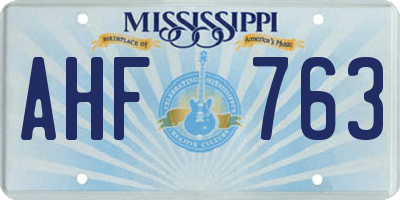 MS license plate AHF763