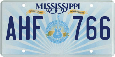 MS license plate AHF766