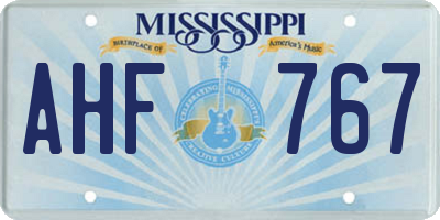 MS license plate AHF767