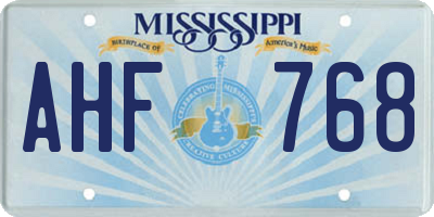 MS license plate AHF768