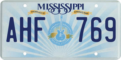 MS license plate AHF769