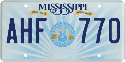 MS license plate AHF770