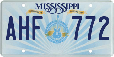 MS license plate AHF772