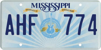 MS license plate AHF774