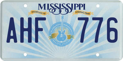 MS license plate AHF776