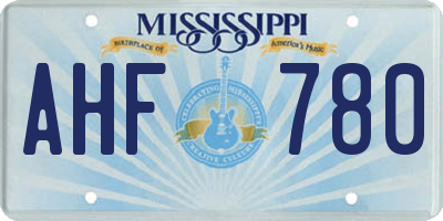 MS license plate AHF780