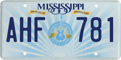 MS license plate AHF781