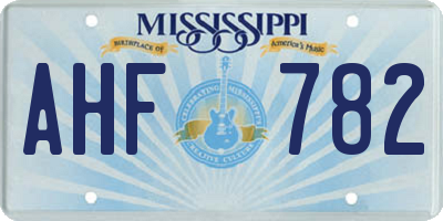 MS license plate AHF782