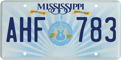MS license plate AHF783