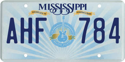 MS license plate AHF784