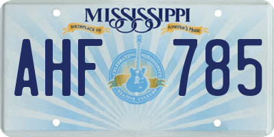 MS license plate AHF785
