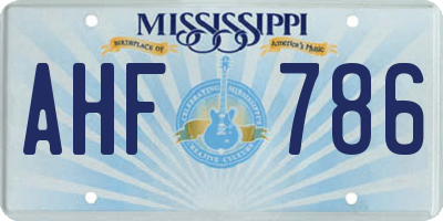 MS license plate AHF786
