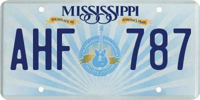MS license plate AHF787