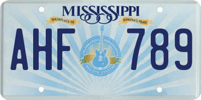MS license plate AHF789