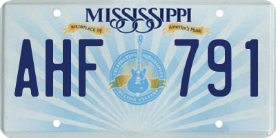 MS license plate AHF791