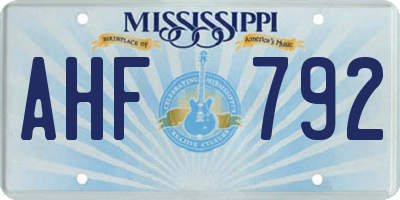MS license plate AHF792