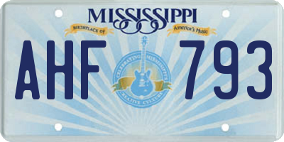 MS license plate AHF793