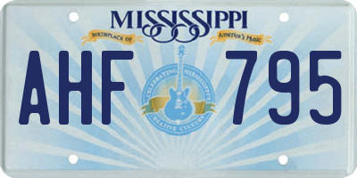 MS license plate AHF795