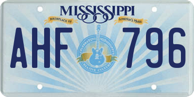 MS license plate AHF796